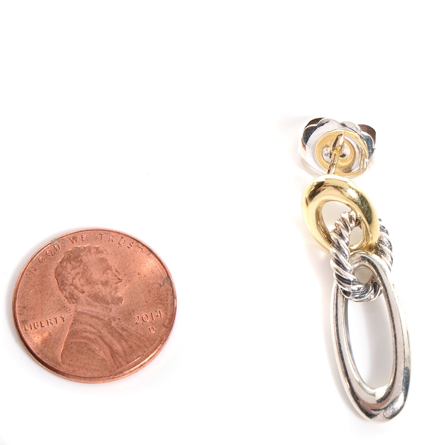 Sterling Silver 18k Gold Cable Classics Drop Earrings