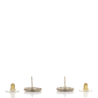 Chanel Pearl Crystal CC Earrings Light Gold 3 of 4