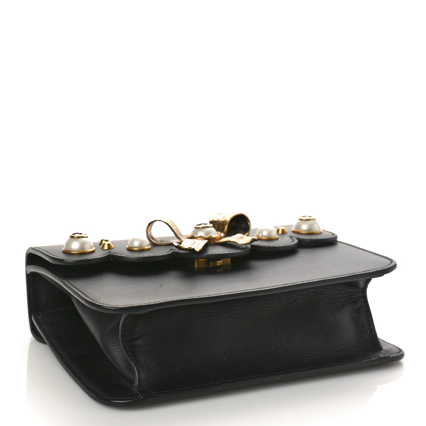 Calfskin Peony Small Chain Shoulder Bag Black