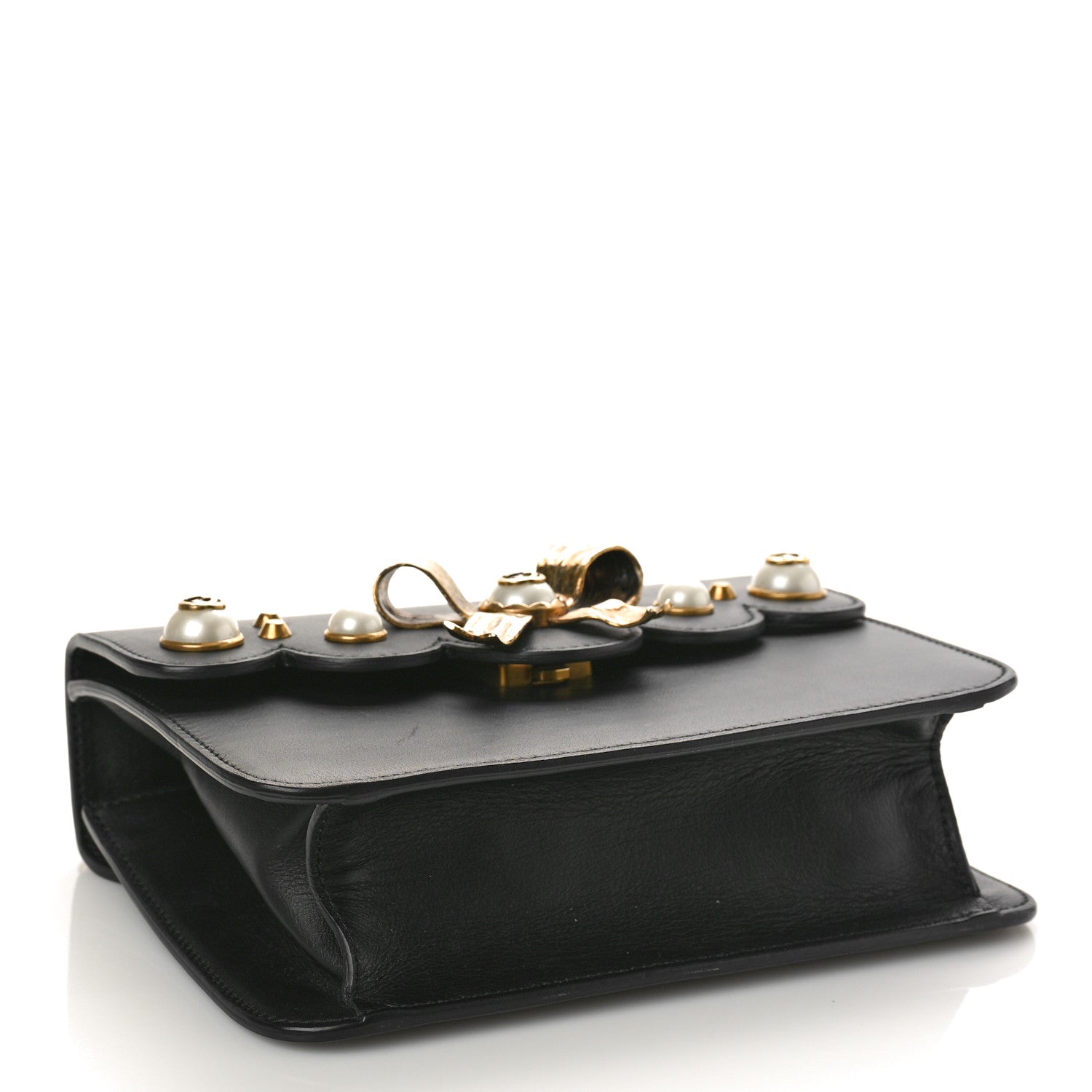 Gucci Calfskin Peony Small Chain Shoulder Bag Black 4 of 10