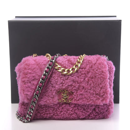 Chanel Shearling Sheepskin Medium 19 Flap Pink 11 of 11