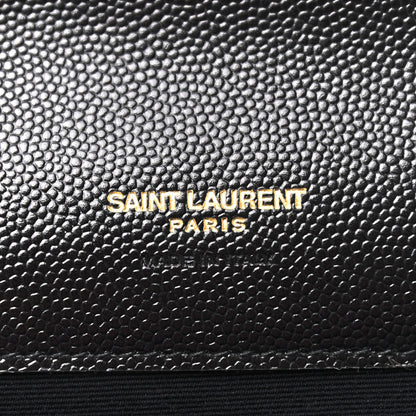 Saint Laurent Grain De Poudre Matelasse Chevron Monogram Envelope Clutch Black 6 of 7