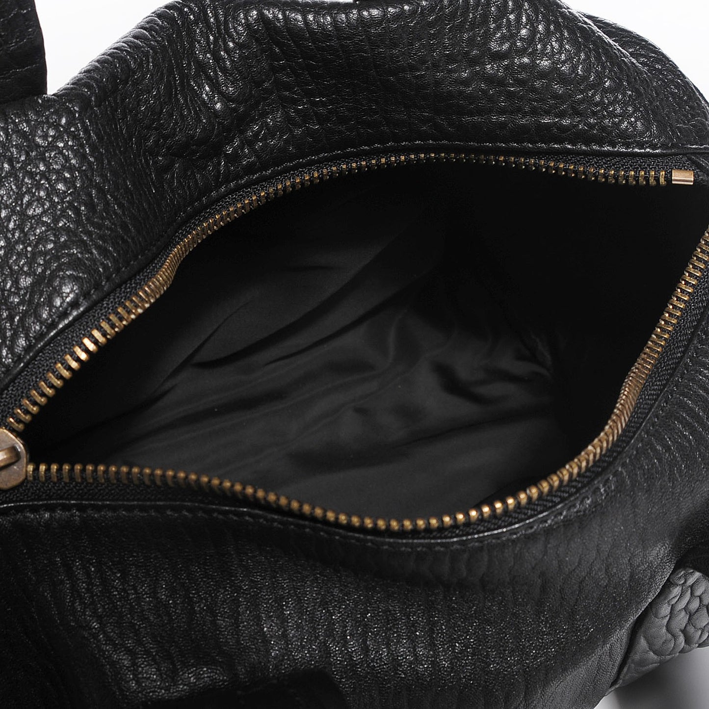 Pebbled Lambskin Rocco Black Antique Brass Hardware