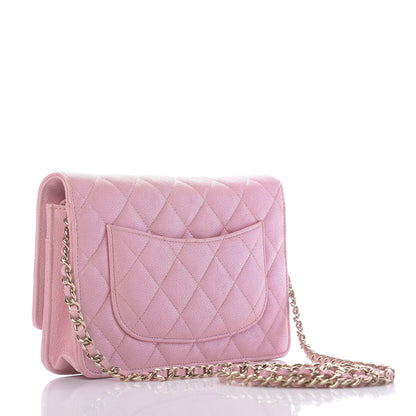Chanel Iridescent Caviar Quilted Wallet on Chain WOC Rose Pink 3 of 12