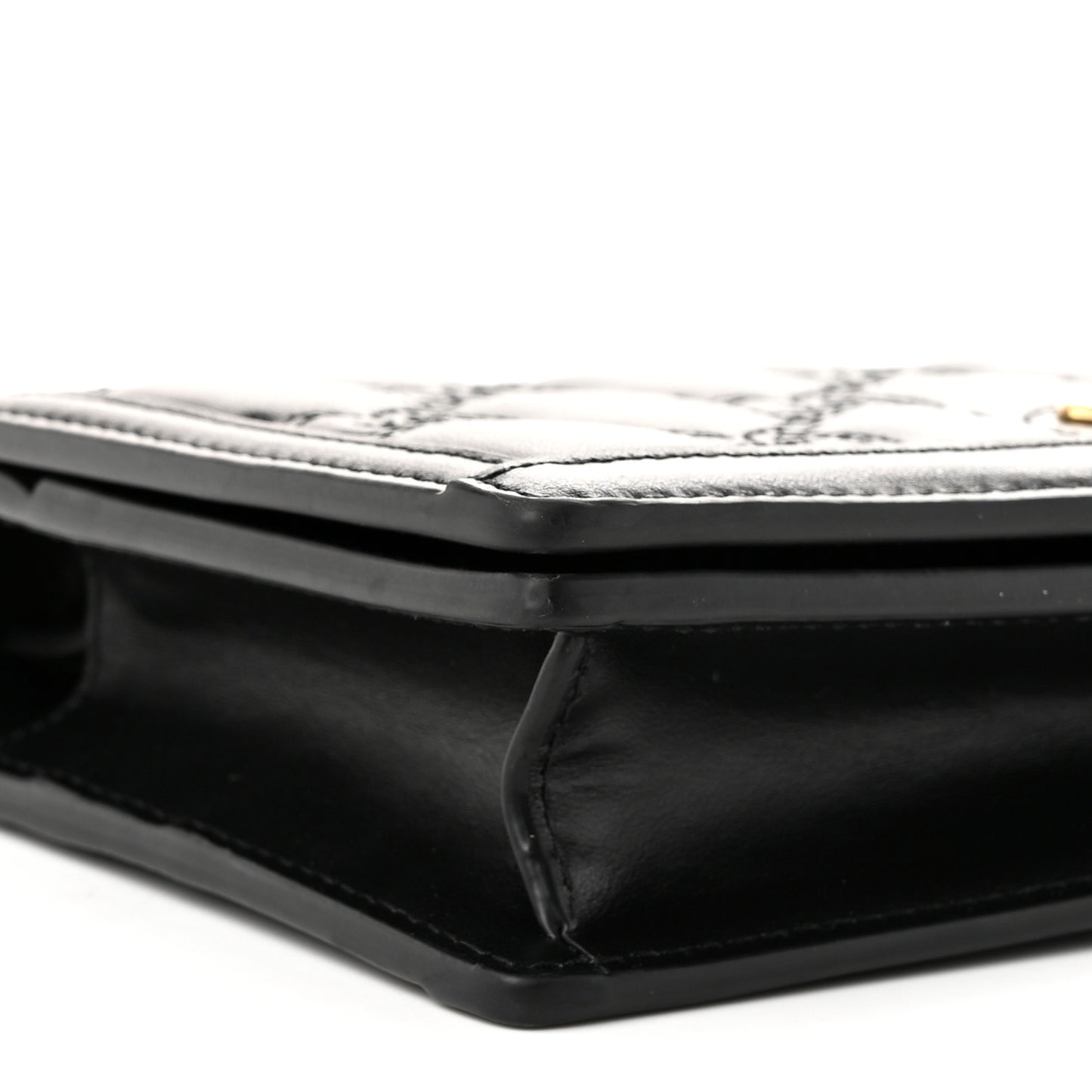 Calfskin GG Matelasse Chain Wallet Black