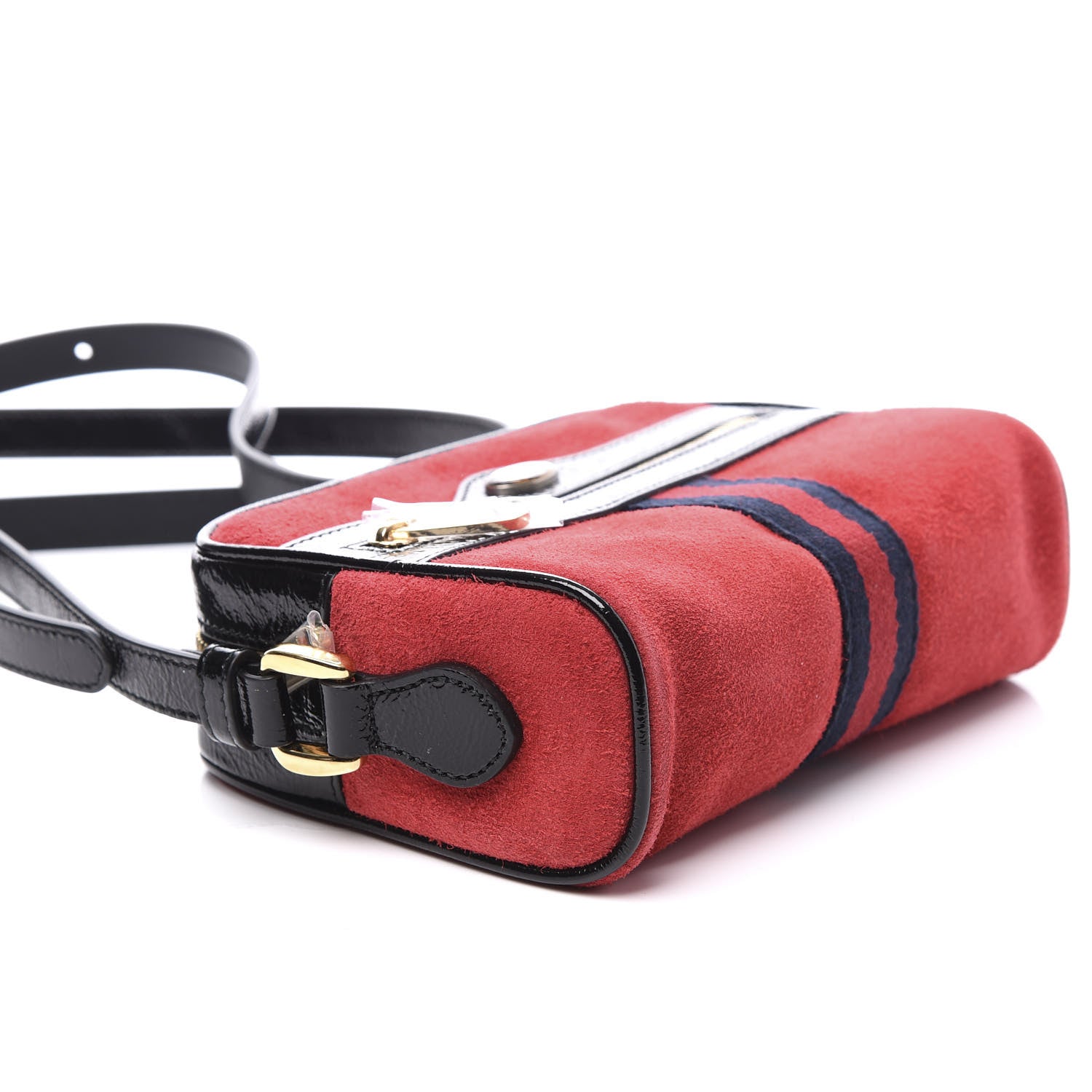 Gucci Suede Patent Web Mini Ophidia Shoulder Bag Red 5 of 11