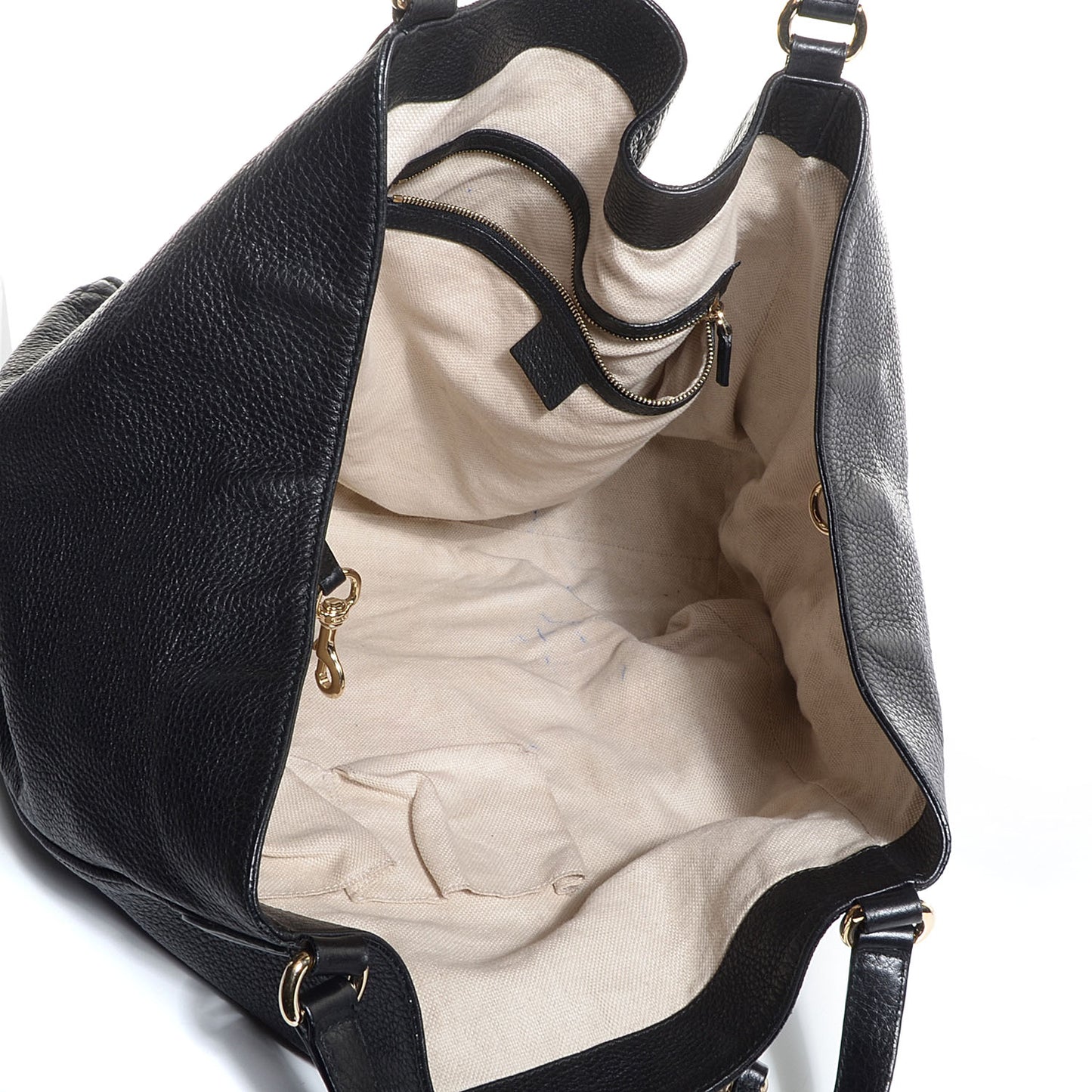 Pebbled Calfskin Large Soho Shoulder Bag Black