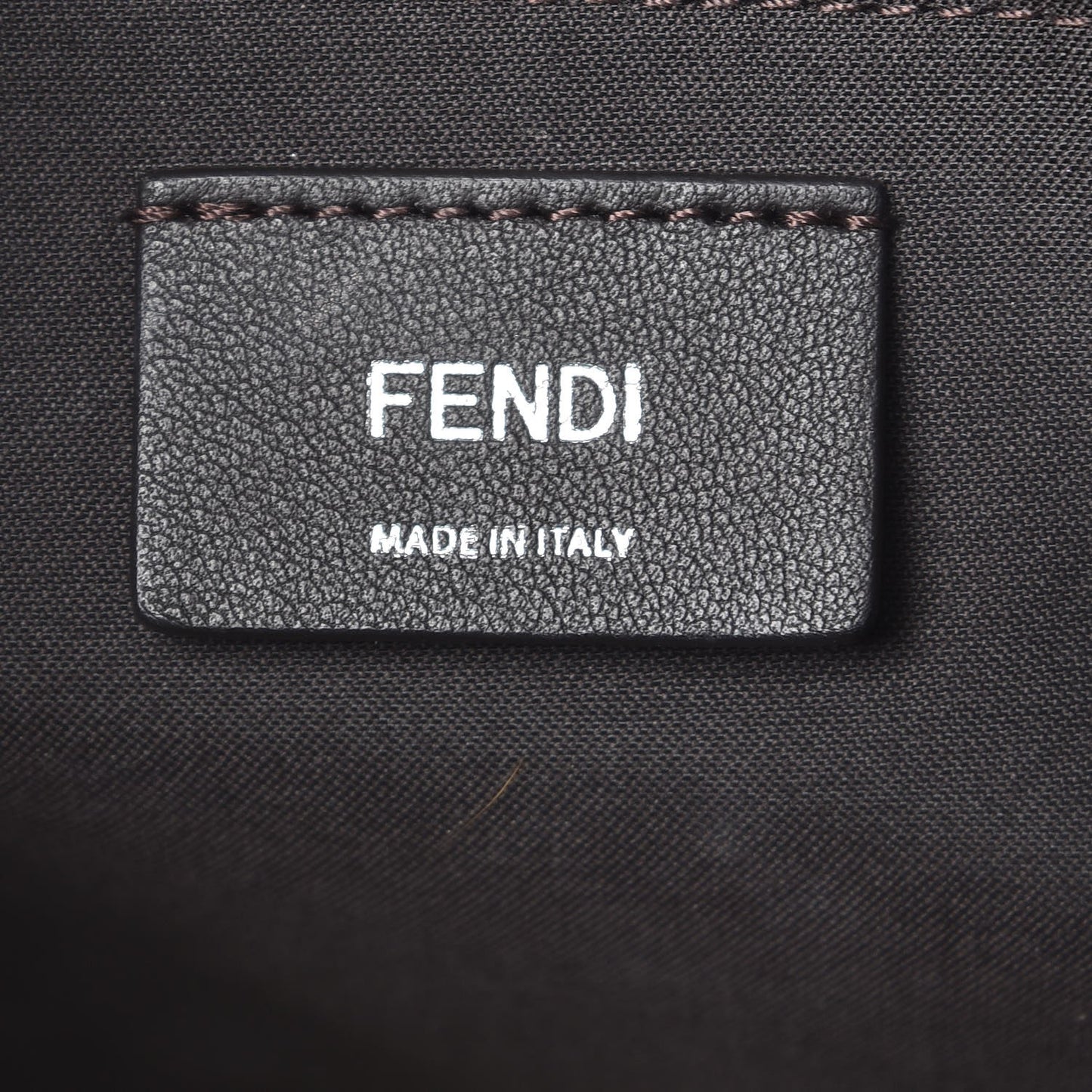 Glazed Fabric Vitello Century FF 1974 Stamp Patch Shopping Tote Mogano Panna Black