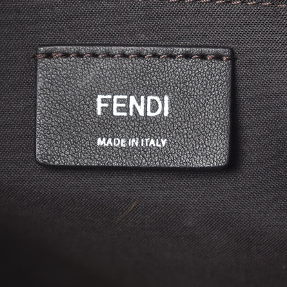 Fendi Glazed Fabric Vitello Century FF 1974 Stamp Patch Shopping Tote Mogano Panna Black 6 of 11