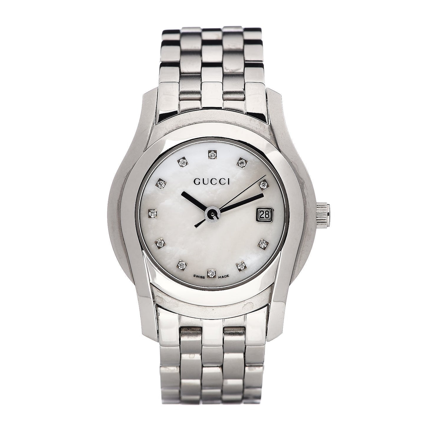 Stainless Steel Diamond Mother of Pearl 27mm 5500L Quartz Watch