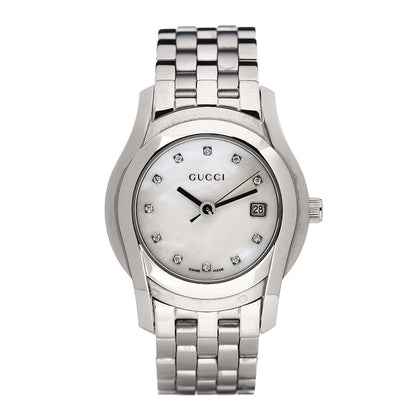 Gucci Stainless Steel Diamond Mother of Pearl 27mm 5500L Quartz Watch 1 of 7