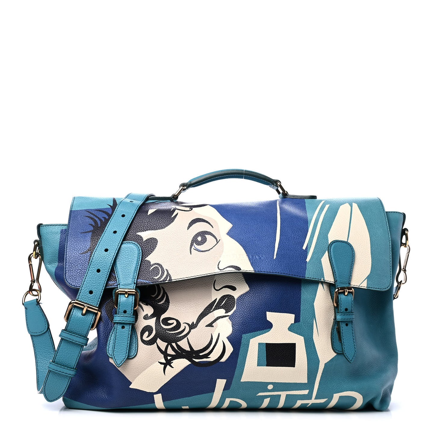 Calfskin Book Cover Print Every Day Satchel Blue
