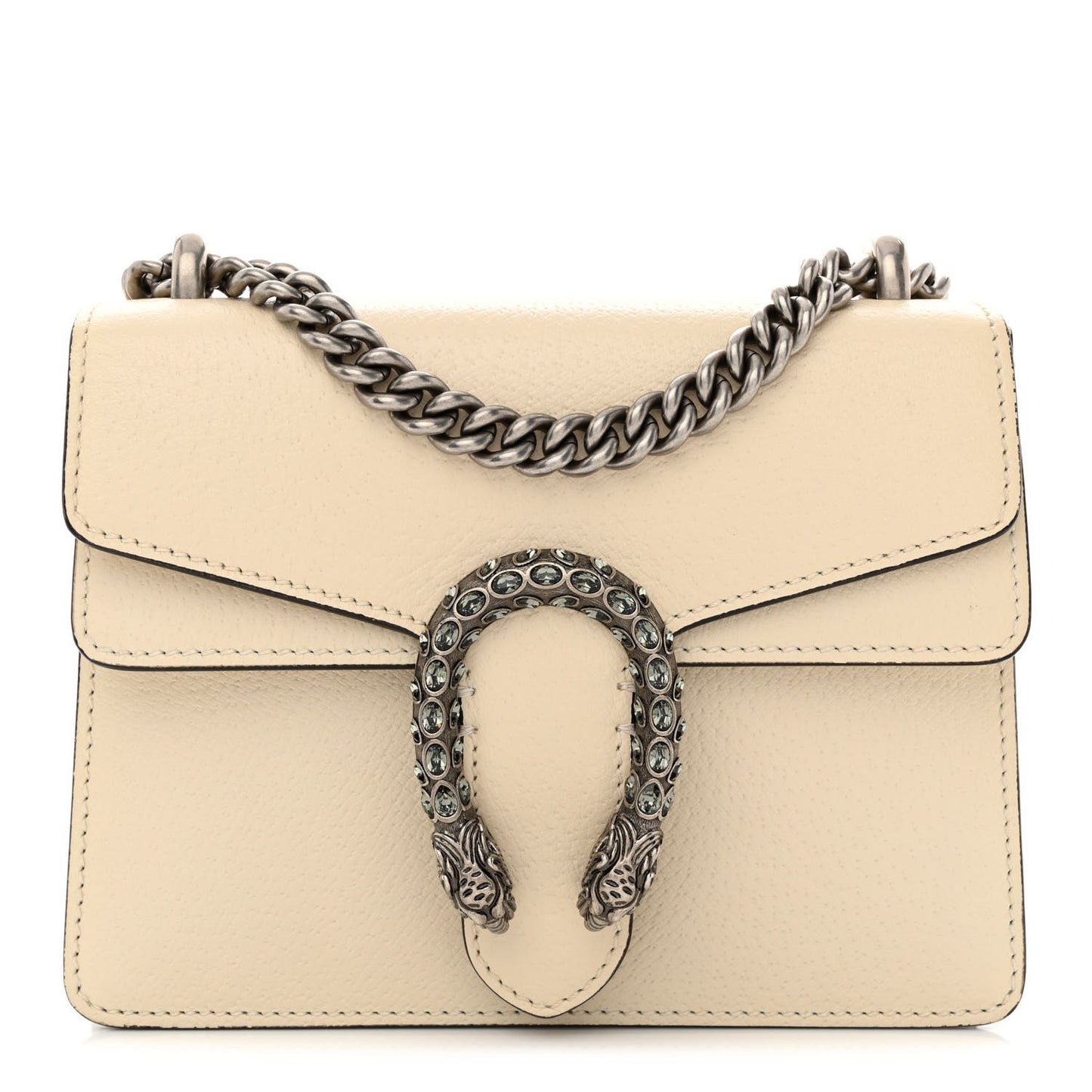 Textured Calfskin Crystal Mini Dionysus Shoulder Bag Mystic White
