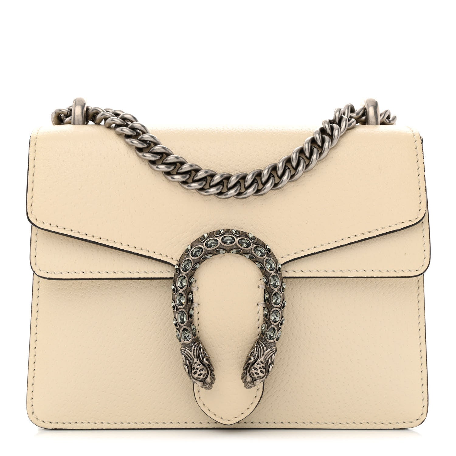 Gucci Textured Calfskin Crystal Mini Dionysus Shoulder Bag Mystic White 1 of 15