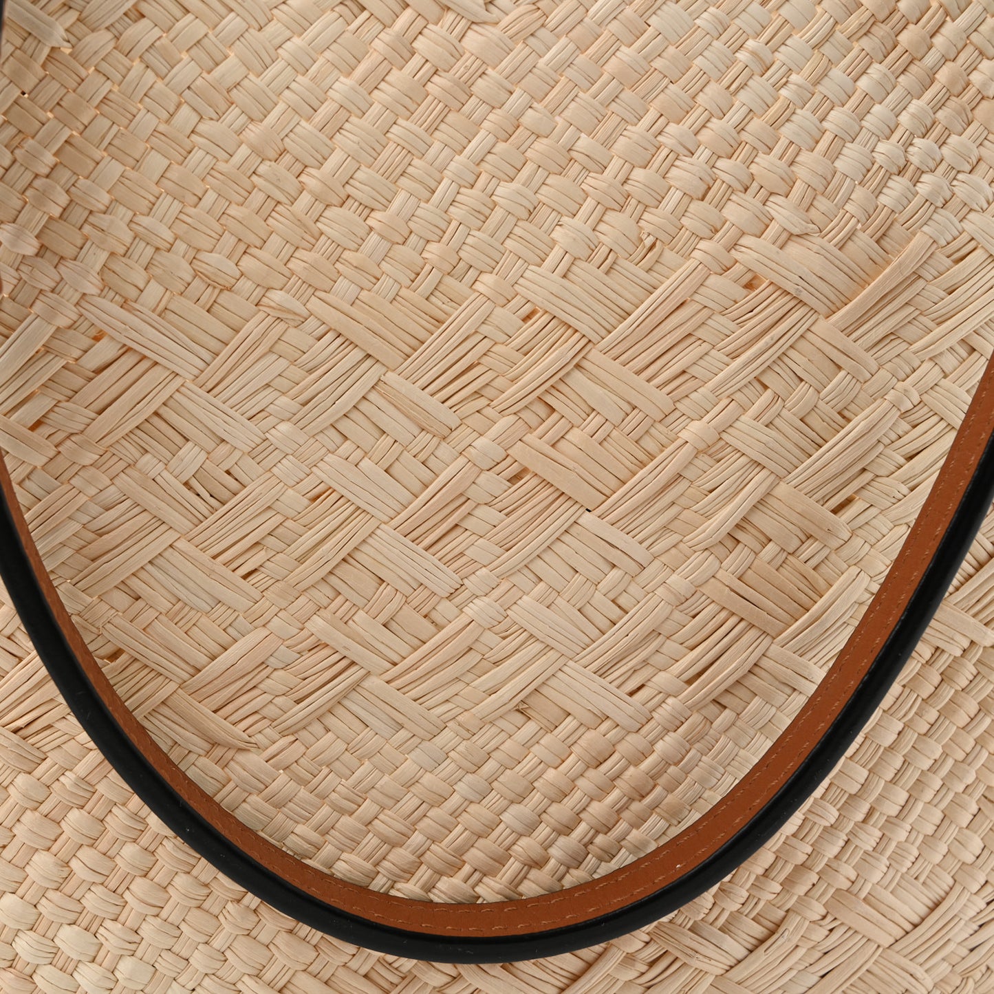 Calfskin Raffia Small Anagram Basket Tote Bag Natural Tan