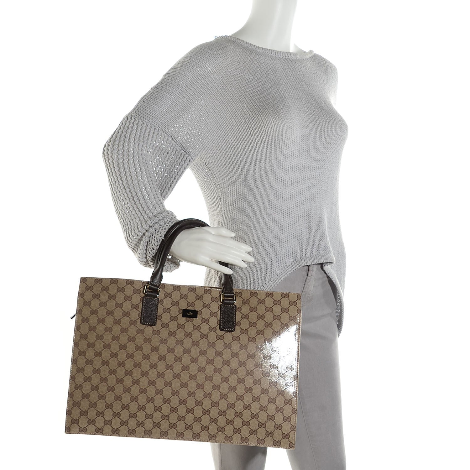 Gucci Crystal Monogram Large Tote Brown 2 of 10