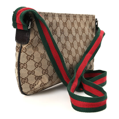 Gucci Monogram Web Small Flat Messenger Crossbody Dark Brown 3 of 10