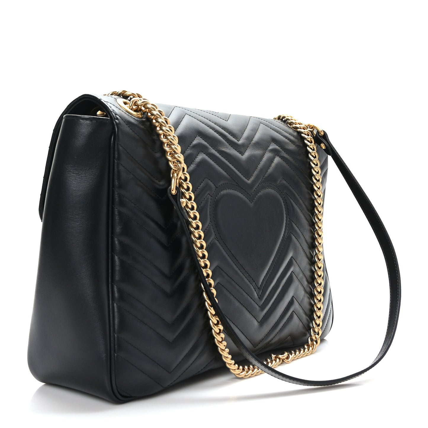 Calfskin Matelasse Large GG Marmont Shoulder Bag Black