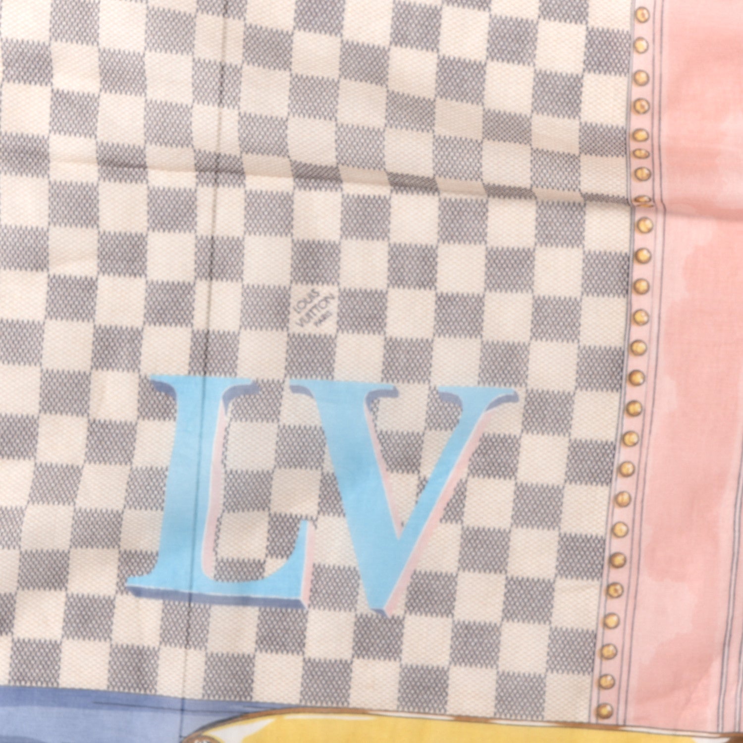 Louis Vuitton Cotton Damier Azur Summer Trunk Bandana Scarf 3 of 3