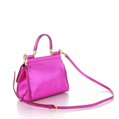 Dolce & Gabbana Metallic Dauphine Micro Miss Sicily Satchel Pink 3 of 6