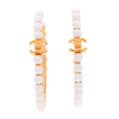 Chanel Pearl CC More Is More Hoop Earrings Gold 1 of 6