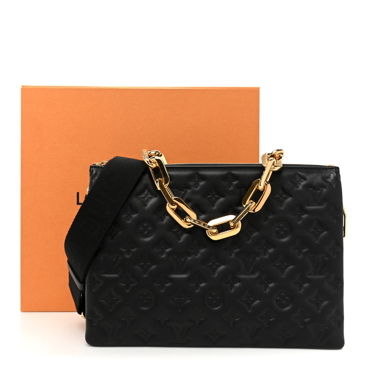 Lambskin Embossed Monogram Coussin MM Black