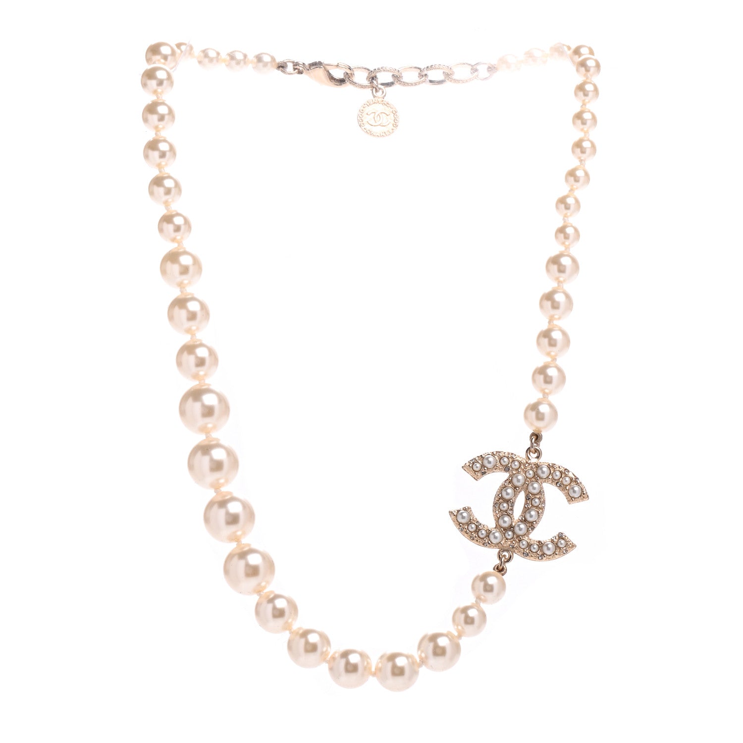 Chanel Pearl CC 100th Anniversary Necklace Light Gold 3 of 5