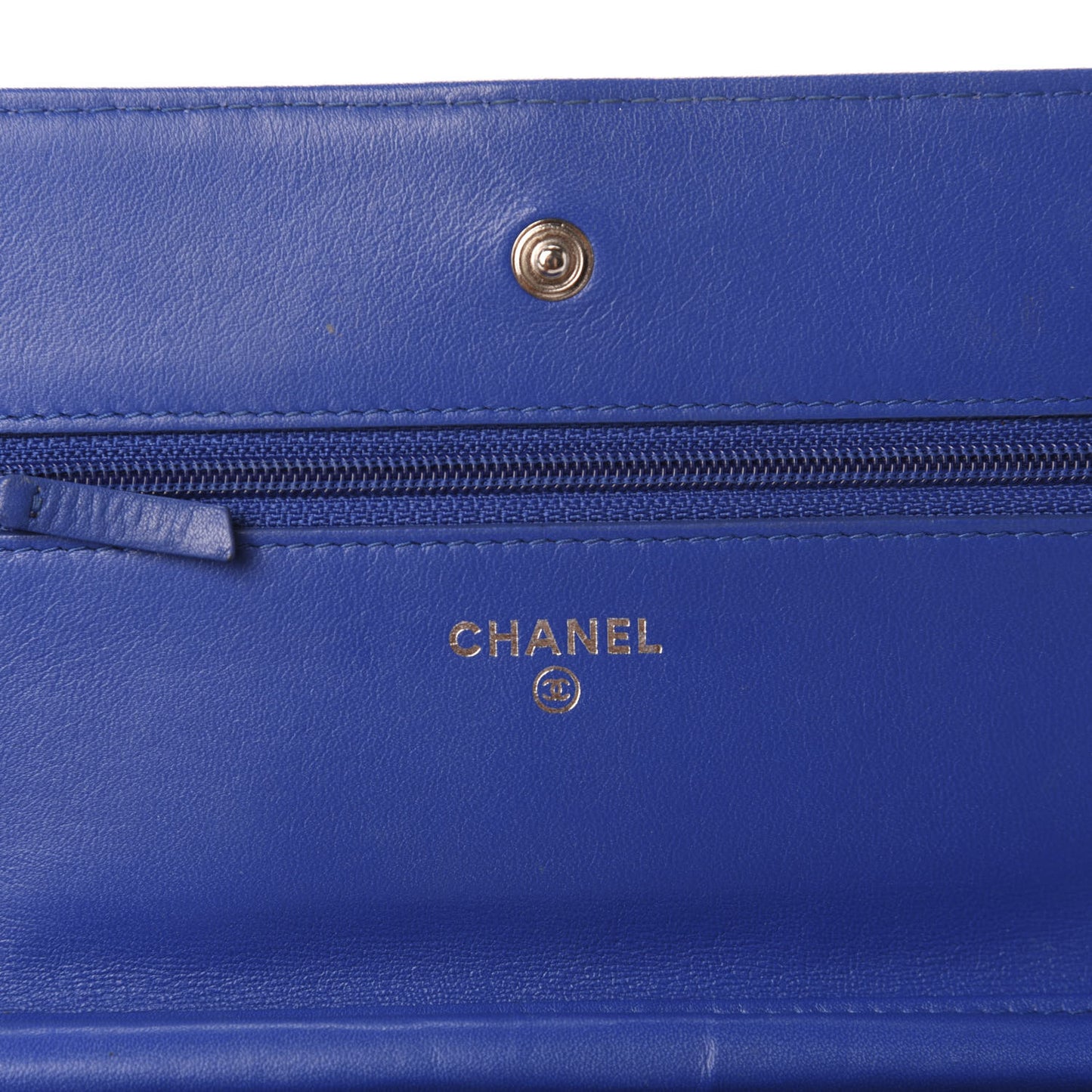 Patent Quilted Wallet On Chain WOC Blue
