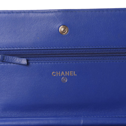 Chanel Patent Quilted Wallet On Chain WOC Blue 8 of 12