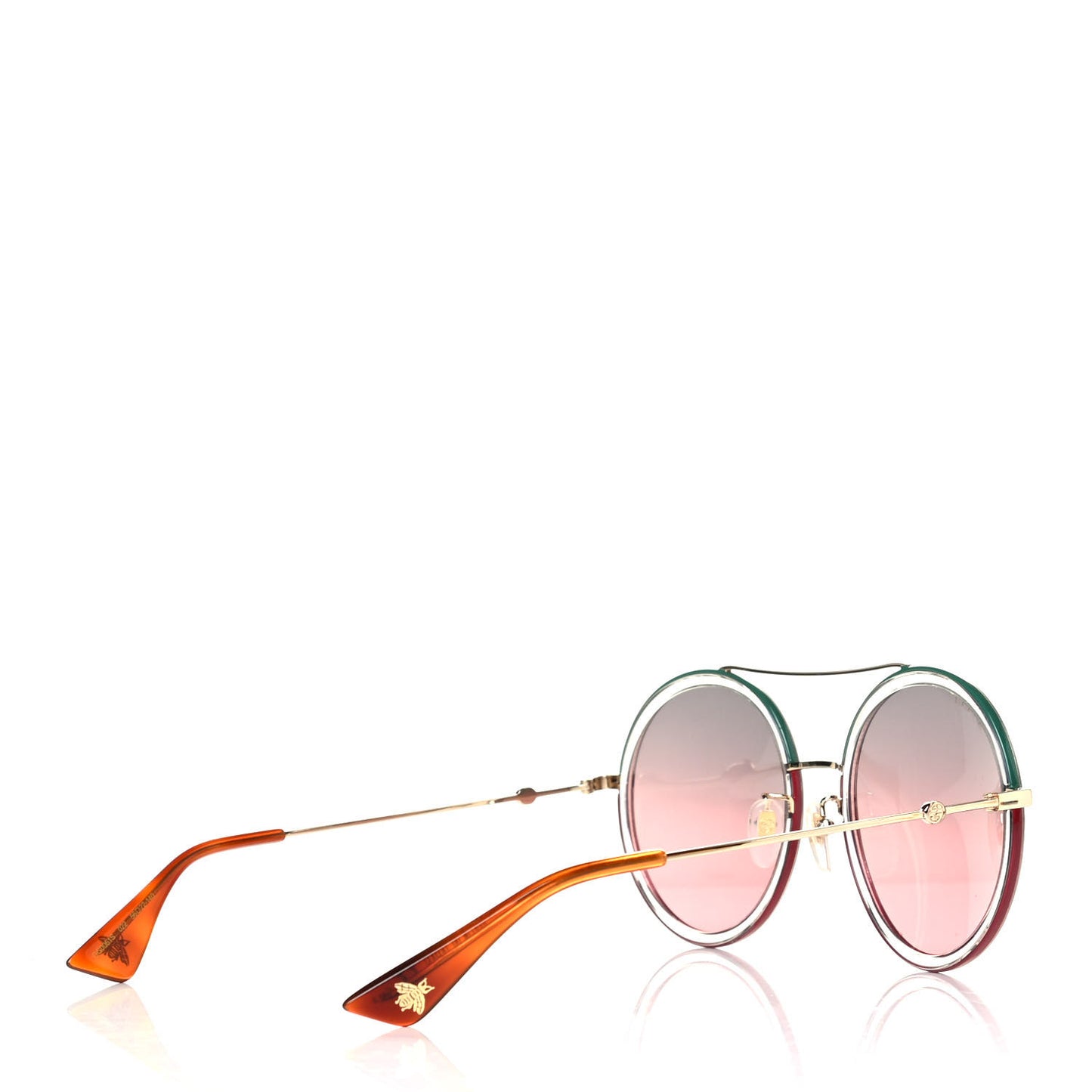 Round Sunglasses GG0061S Gold Green Red
