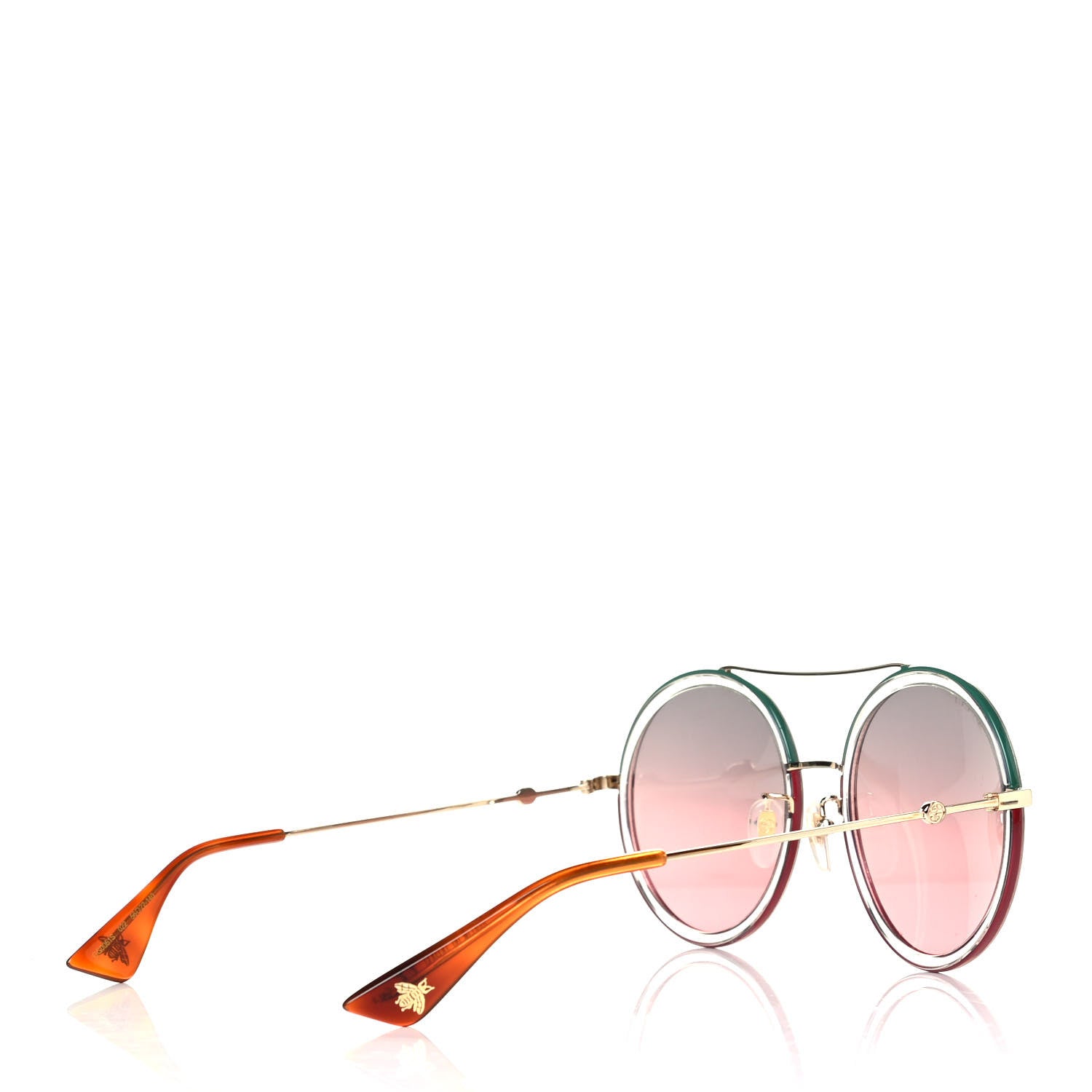 Gucci Round Sunglasses GG0061S Gold Green Red 4 of 4