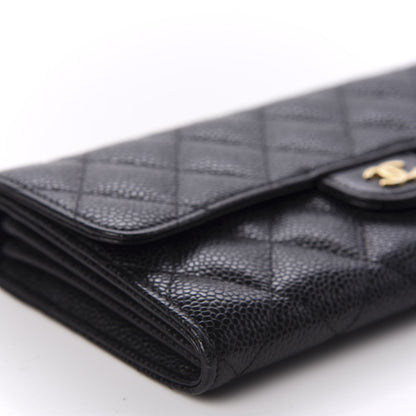 Chanel Caviar Quilted Large Gusset Flap Wallet Black 5 of 10