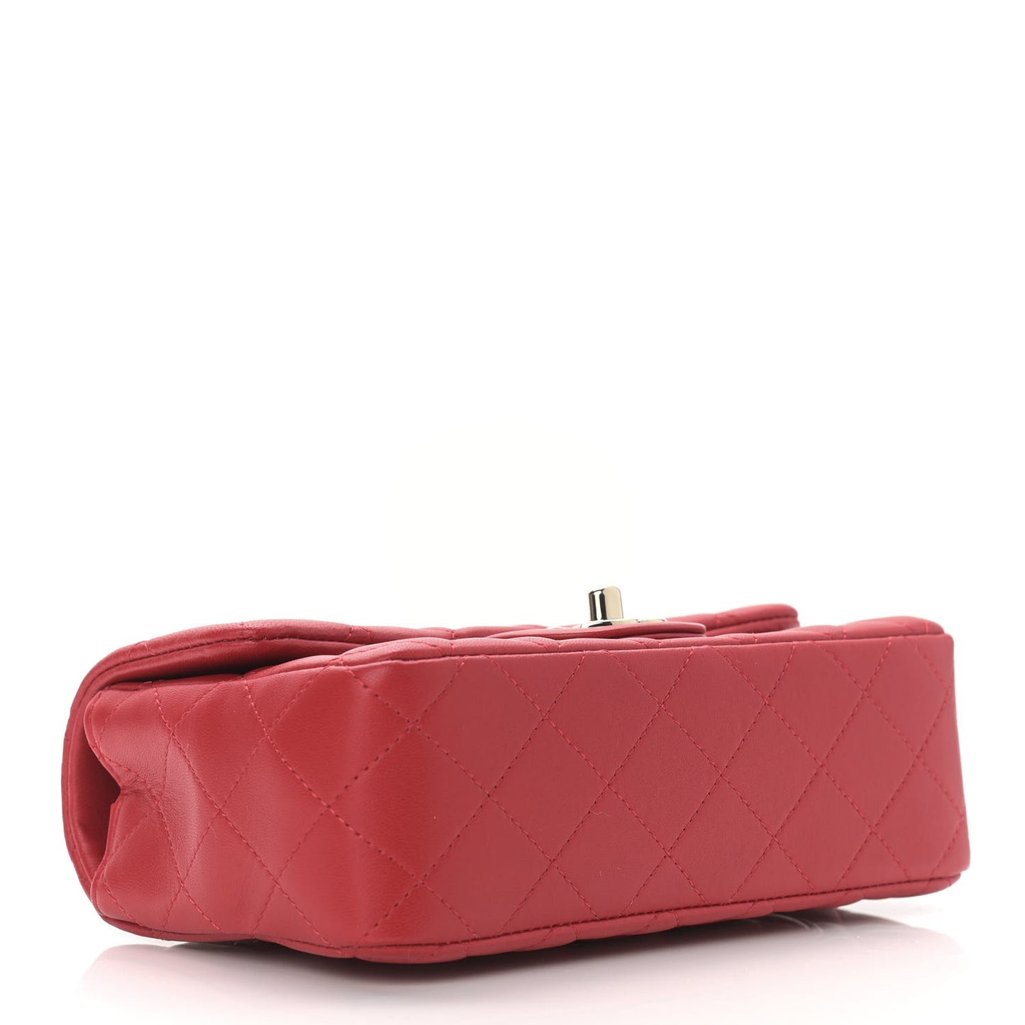 Lambskin Quilted Mini Rectangular Flap Red