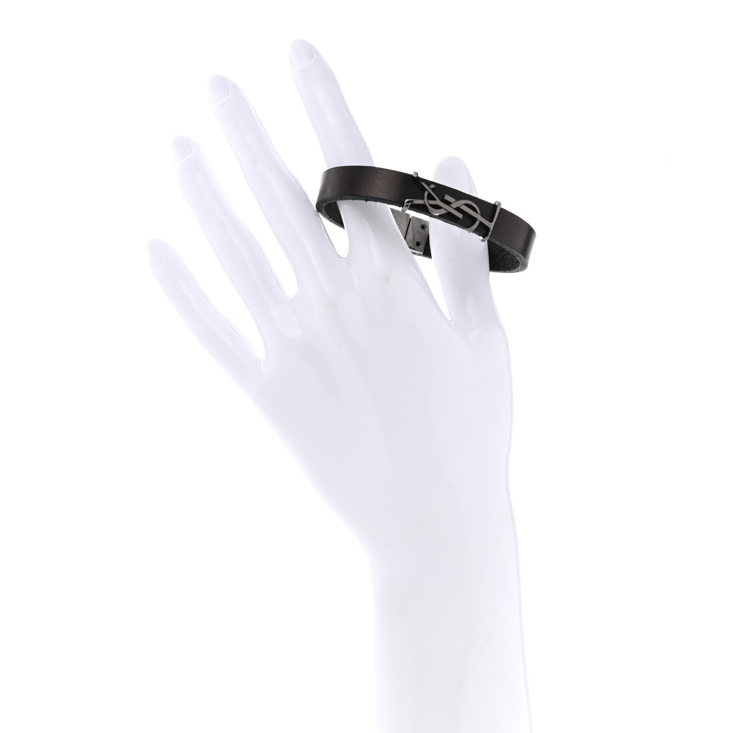 Saint Laurent Calfskin Opyum Bracelet M Black 2 of 5