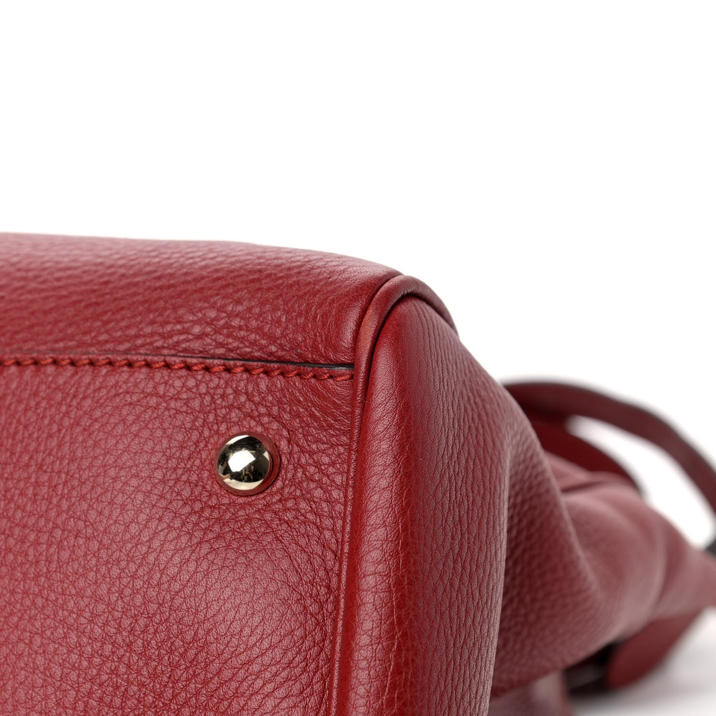 Pebbled Calfskin Medium Bamboo Shopper Tote Red