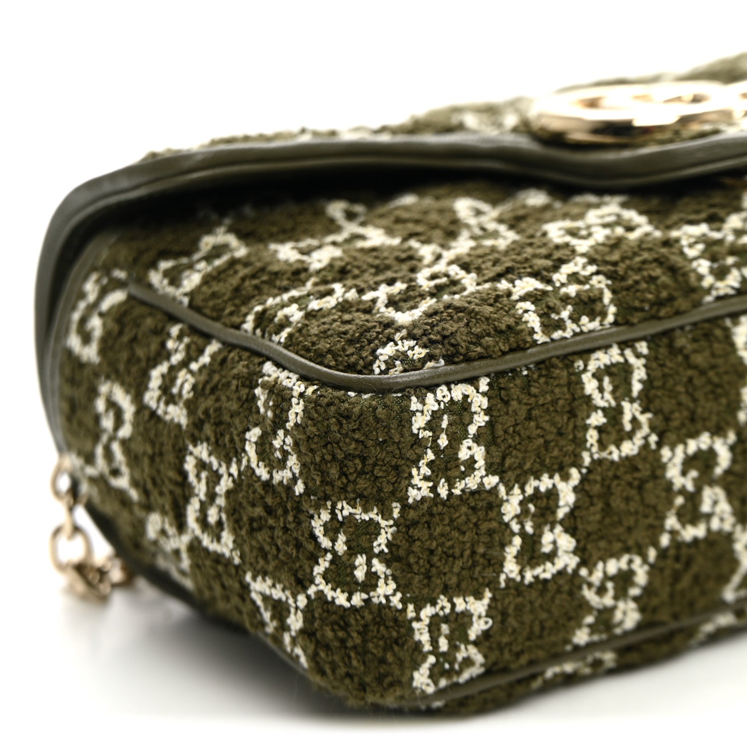 Gucci Tweed GG Monogram Mini GG Marmont Shoulder Bag Green 8 of 9
