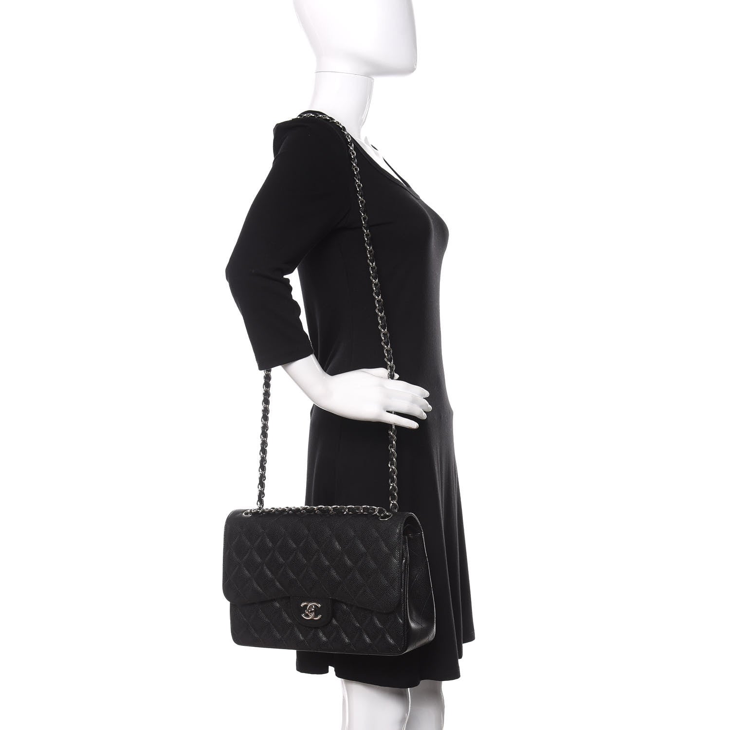 Chanel Caviar Quilted Jumbo Double Flap Black 3 of 13