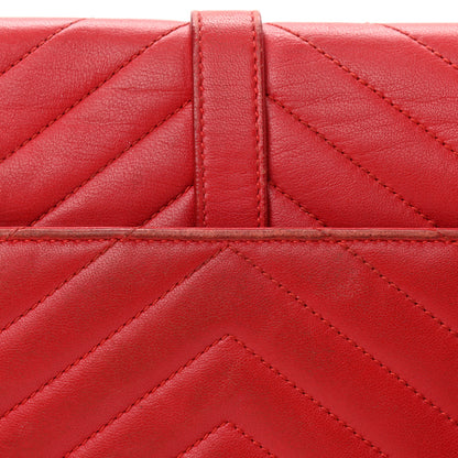 Saint Laurent Lambskin Matelasse Chevron Medium Monogram Satchel Red 18 of 21