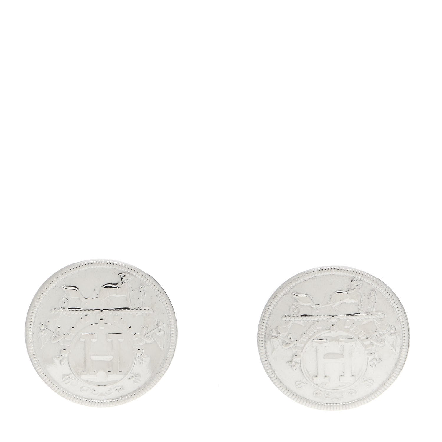 Hermes Sterling Silver TPM Ex-Libris Earrings 1 of 6