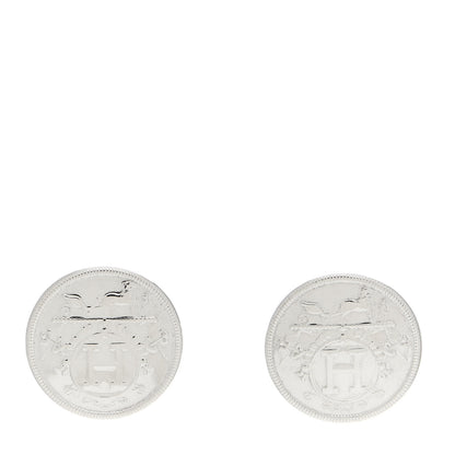 Hermes Sterling Silver TPM Ex-Libris Earrings 1 of 6