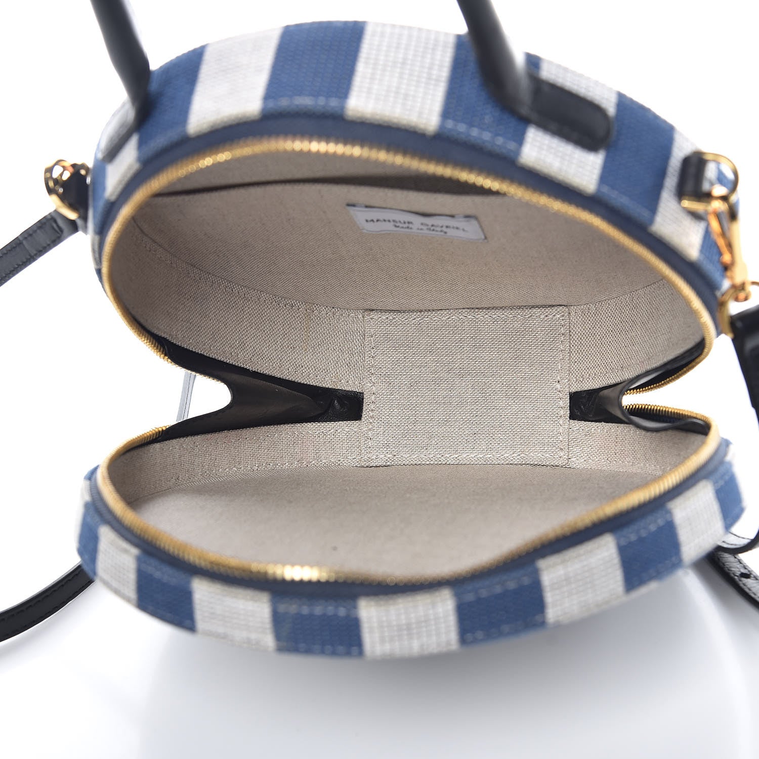 Mansur Gavriel Canvas Stripe Circle Crossbody Blue White 5 of 12