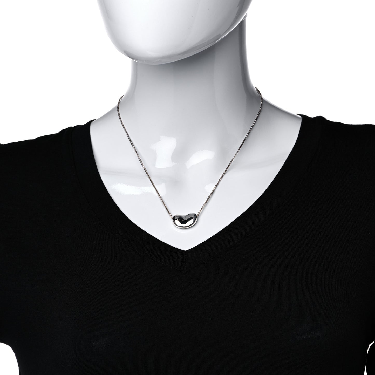Sterling Silver 20mm Elsa Peretti Bean Pendant Necklace