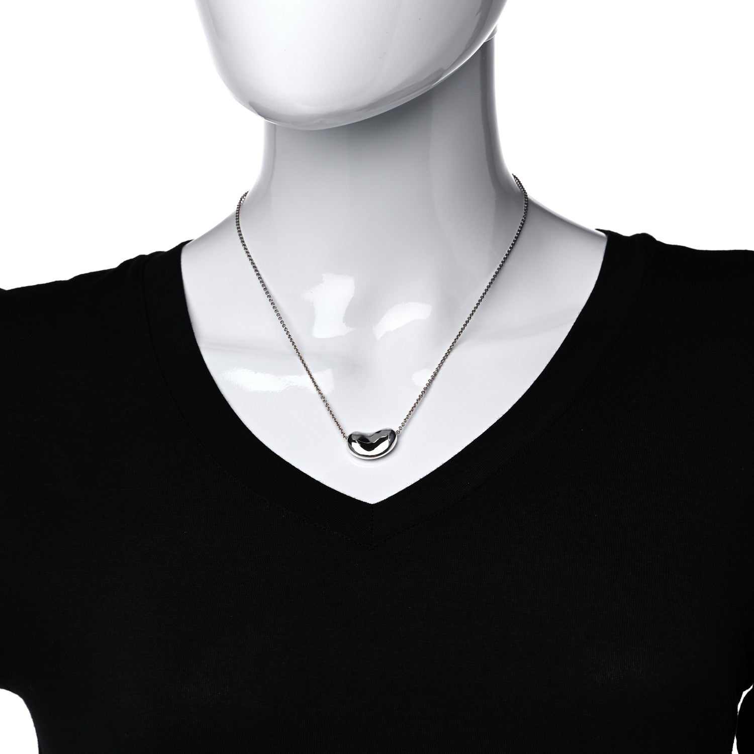Tiffany Sterling Silver 20mm Elsa Peretti Bean Pendant Necklace 2 of 6
