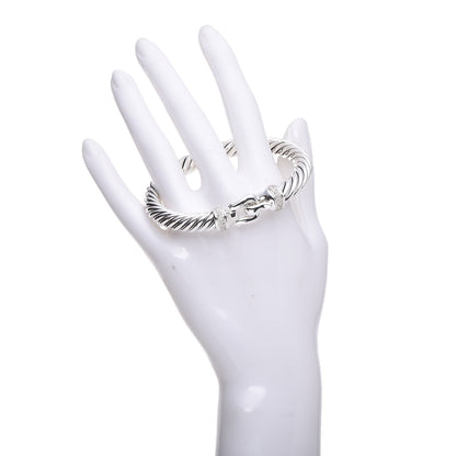 David Yurman Sterling Silver Diamond 8.5mm Cable Buckle Bracelet 2 of 4