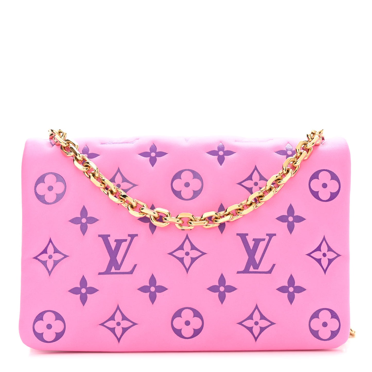 Lambskin Embossed Monogram Vuittamins Pochette Coussin Rose Violet