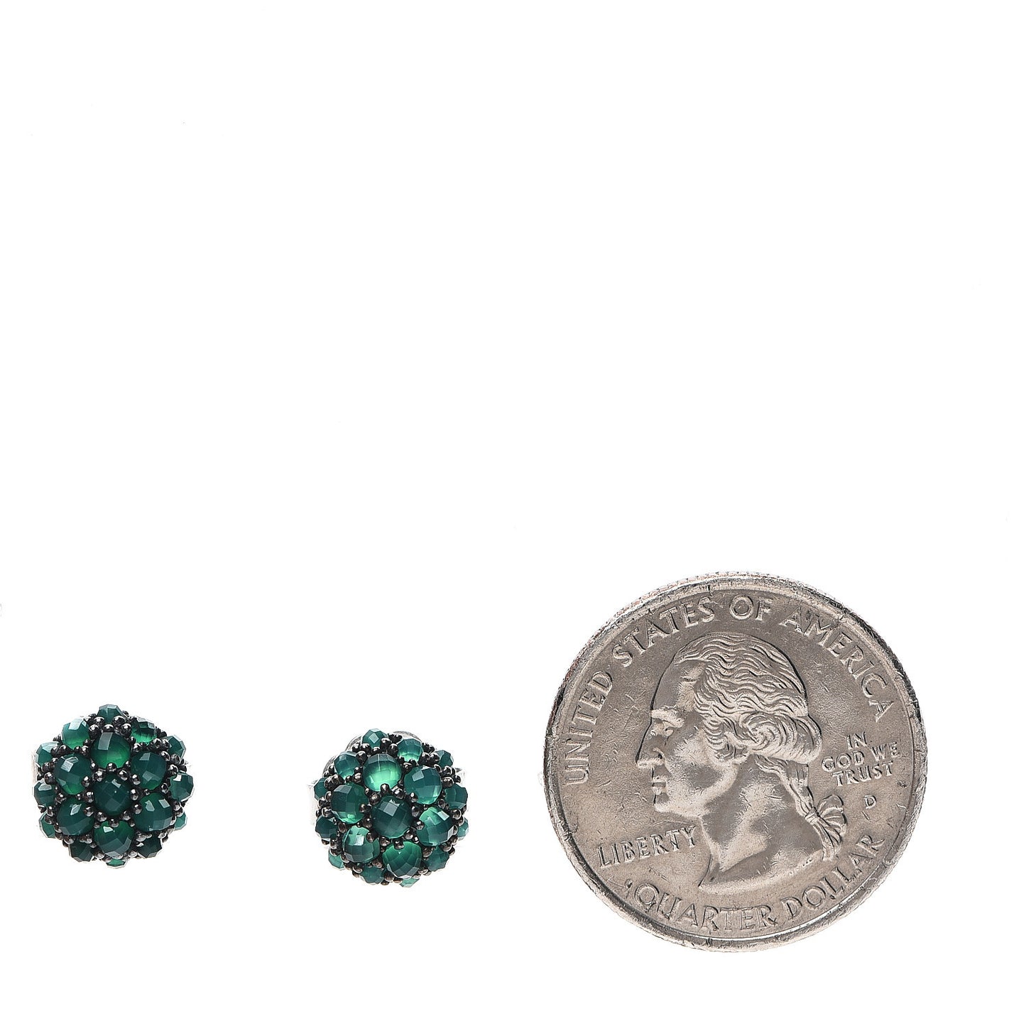 Sterling Silver Green Onyx Cable Berries Earrings