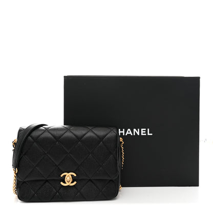 Chanel Shiny Caviar Quilted Small Chain Melody Flap Black 11 of 11