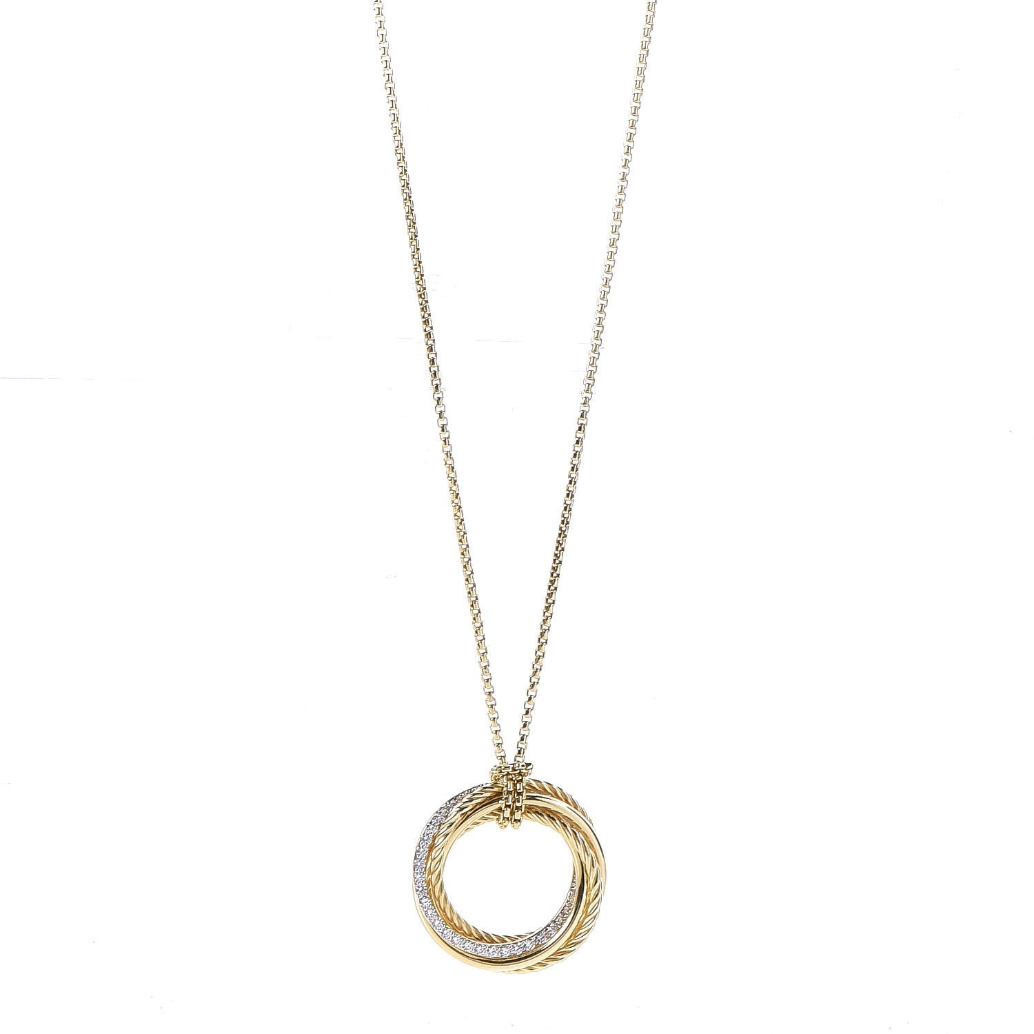 David Yurman 18K Yellow Gold Diamond Crossover Pendant Necklace 2 of 11
