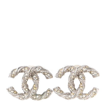 Chanel Crystal Twisted CC Earrings Silver 1 of 5