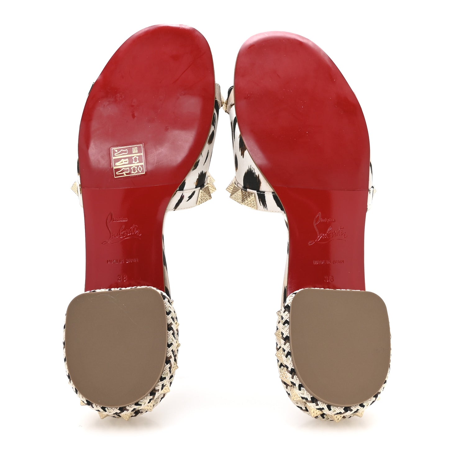 Crepe Satin Leopard Print Pyramule 30mm Sandals 38 Multicolor